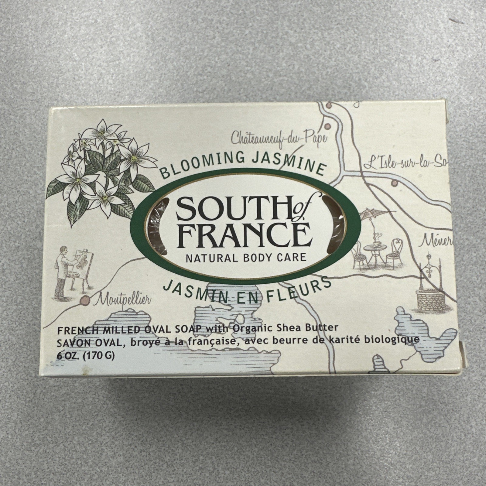 South of France French Triple Milled Oval Bar Soap Blooming Jasmine 6 oz Natural