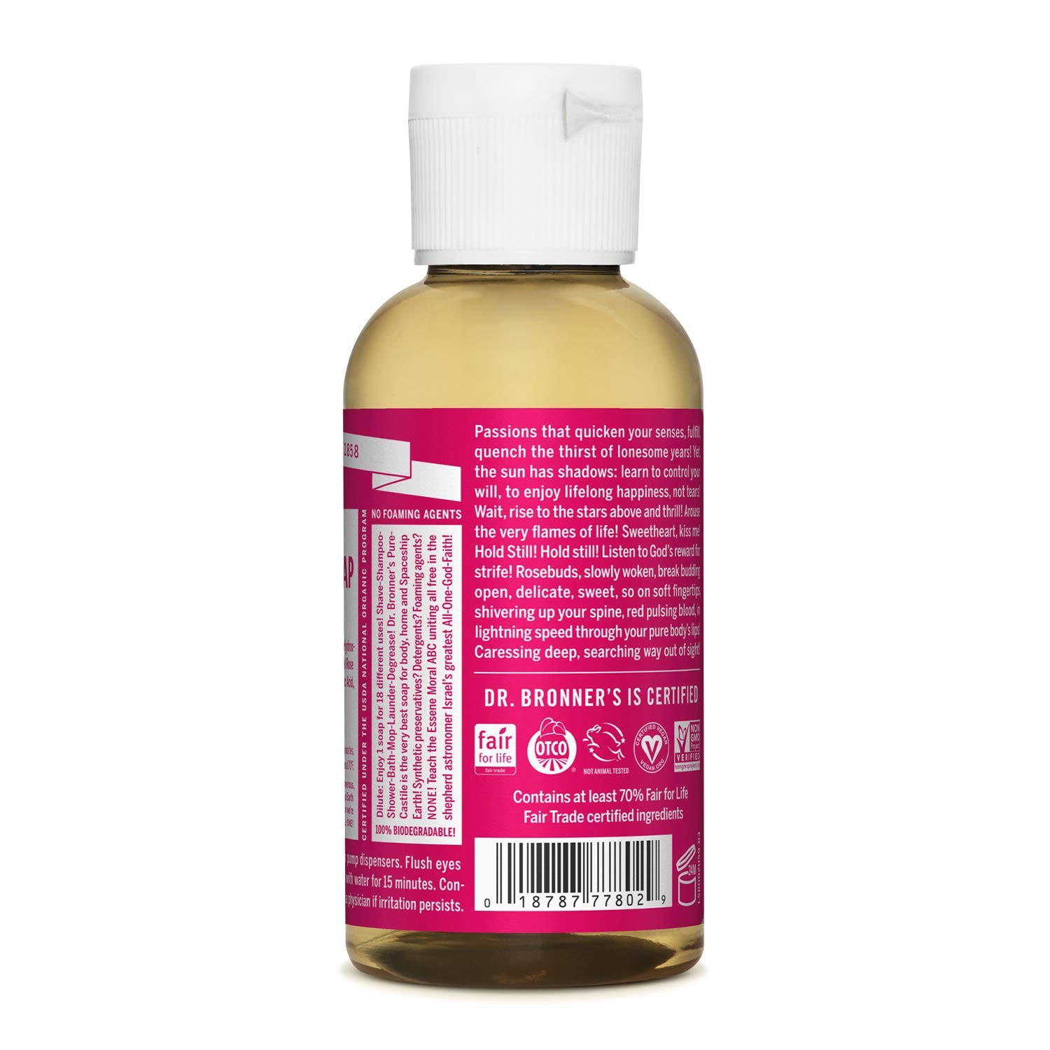 Dr Bronner’s Organic Fair Trade Liquid Soap 2 Fl Oz Multi Purpose Cleaner