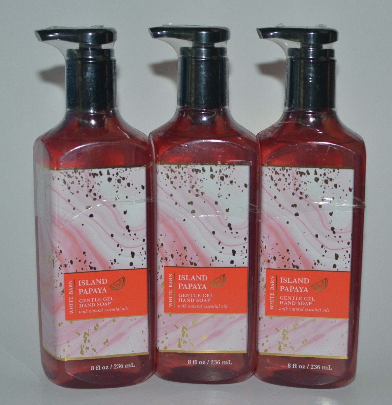 3 BATH & BODY WORKS ISLAND PAPAYA GENTLE GEL HAND SOAP WASH COCONUT SUGARCANE