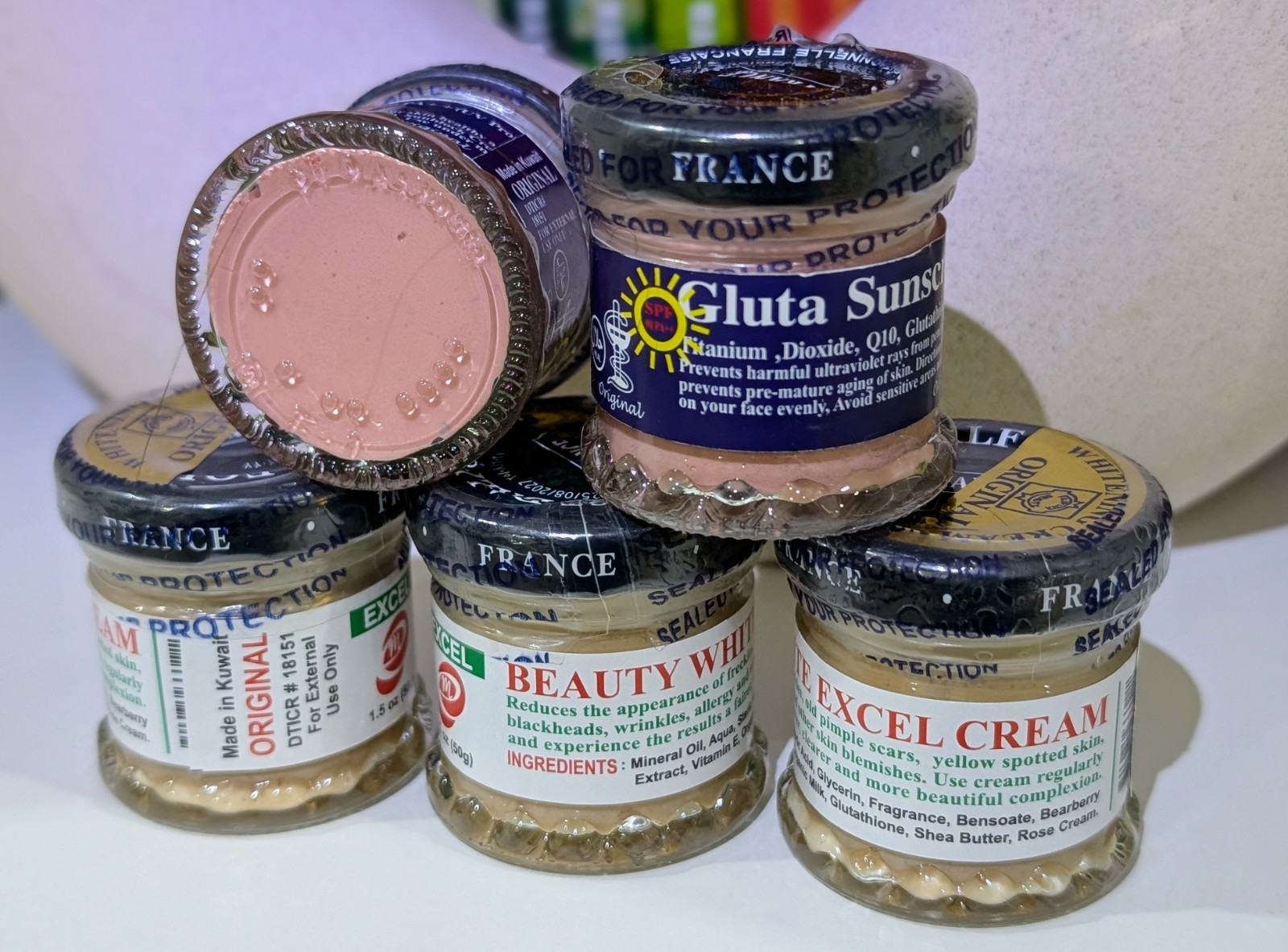 Mix 5 Jars Of Dalfour Excel Cream and Sunscreen