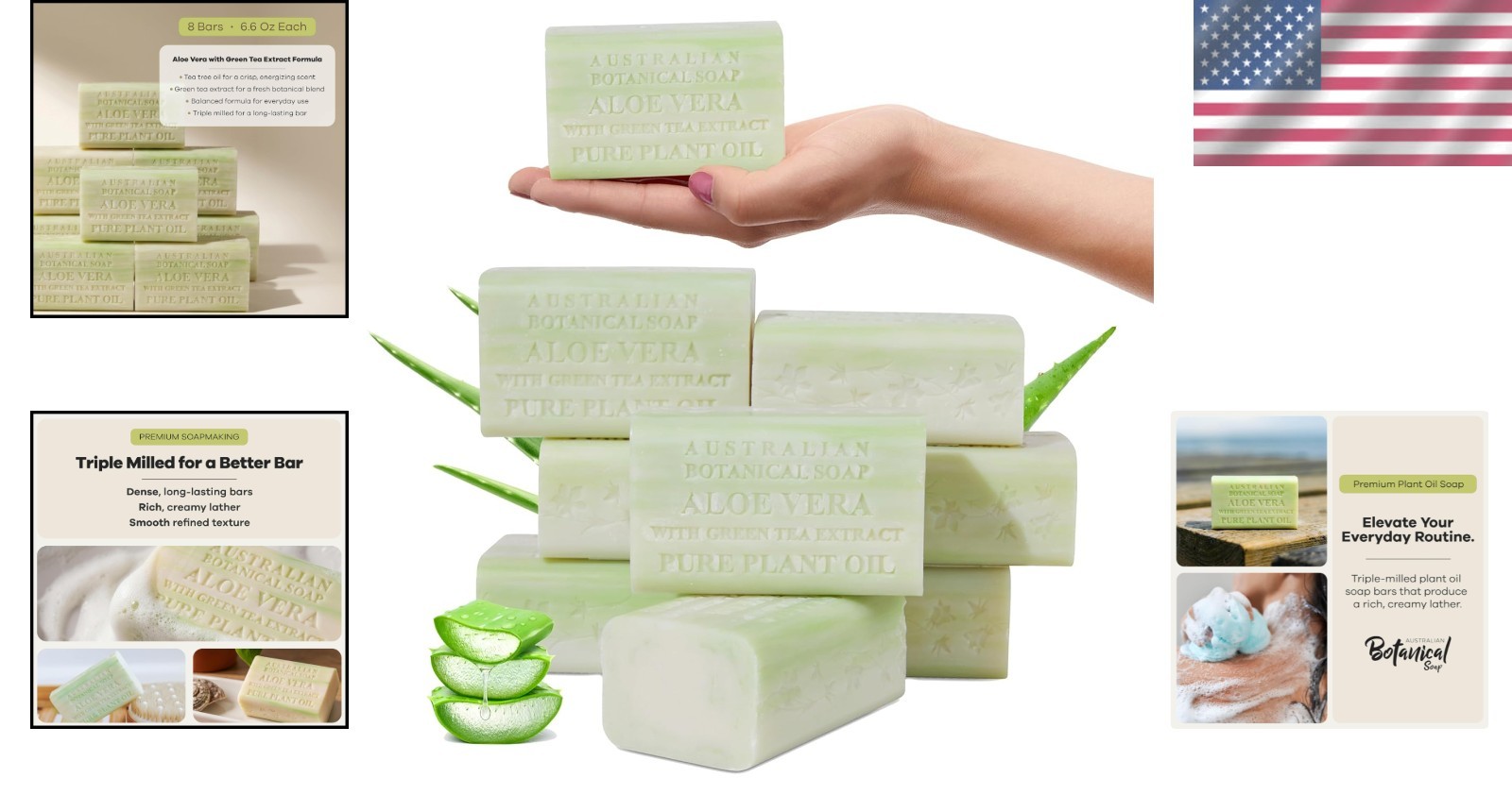 Moisturizing Aloe Shea Butter Soap Bars – 8 Pack