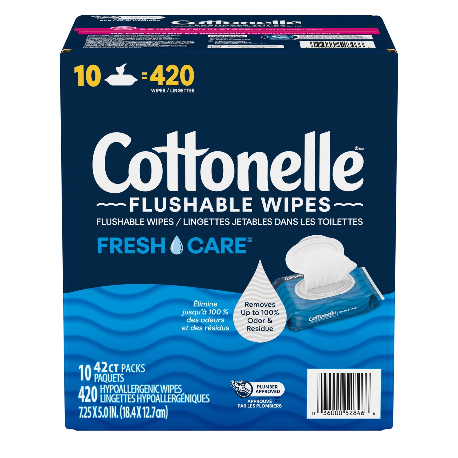 Fresh Care Flushable Wet Wipes, 10 Flip-Top Packs