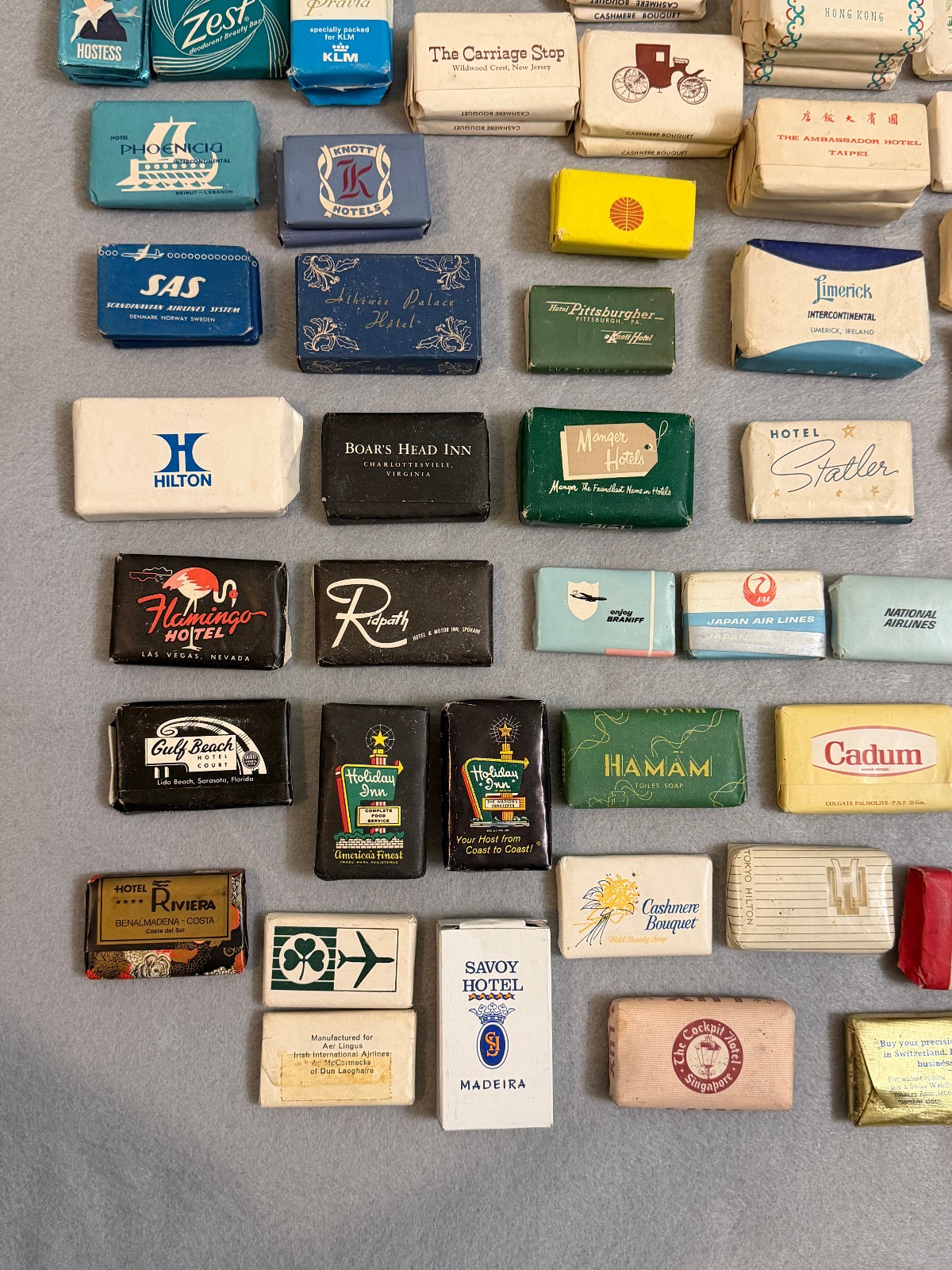 Large Vintage Lot 150+ Hotel Motel Airline Mini Bar Bath Soaps Around World Wide