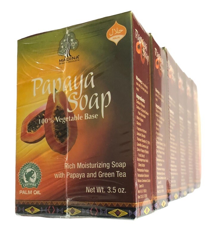 6 – pack – Madina: Papaya and Green Tea Soap – 3.5 oz.
