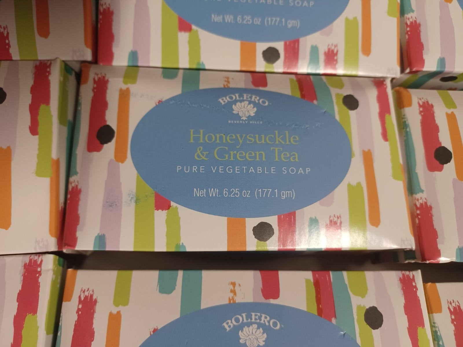 Bolero Pure Bath Soap Honeysuckle & Green Tea Pure Vegetable Soap 8 Bars 6.25oz