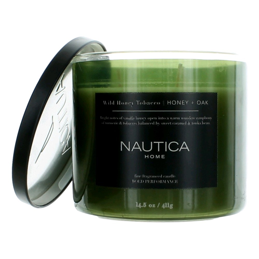 Nautica 14.5oz Soy Wax Blend 3 Wick Candle – Wild Honey Tobacco Honey & Oak
