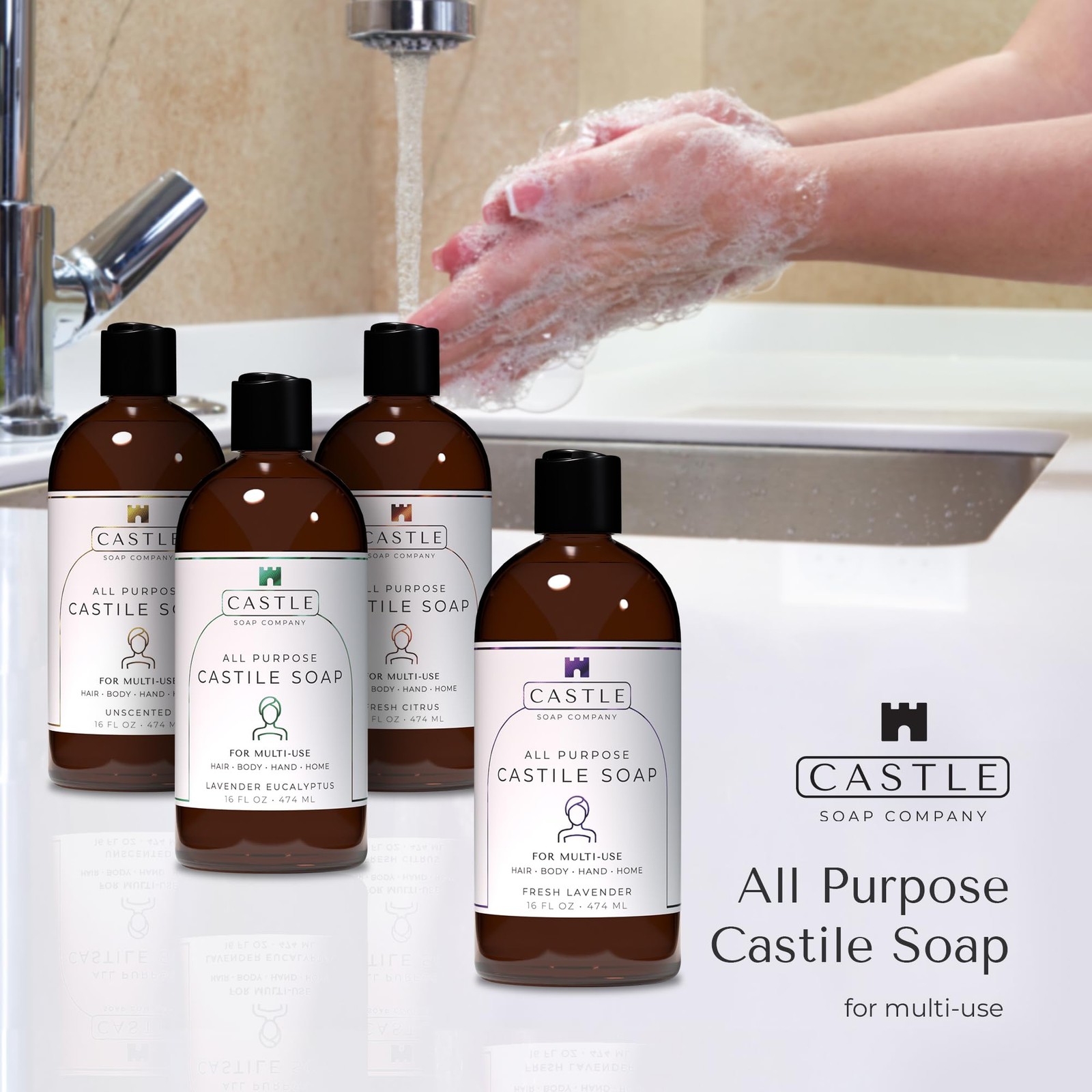 Castile Soap Liquid Unscented 16 Oz – All Purpose Liquid Castile Soap Unscent…