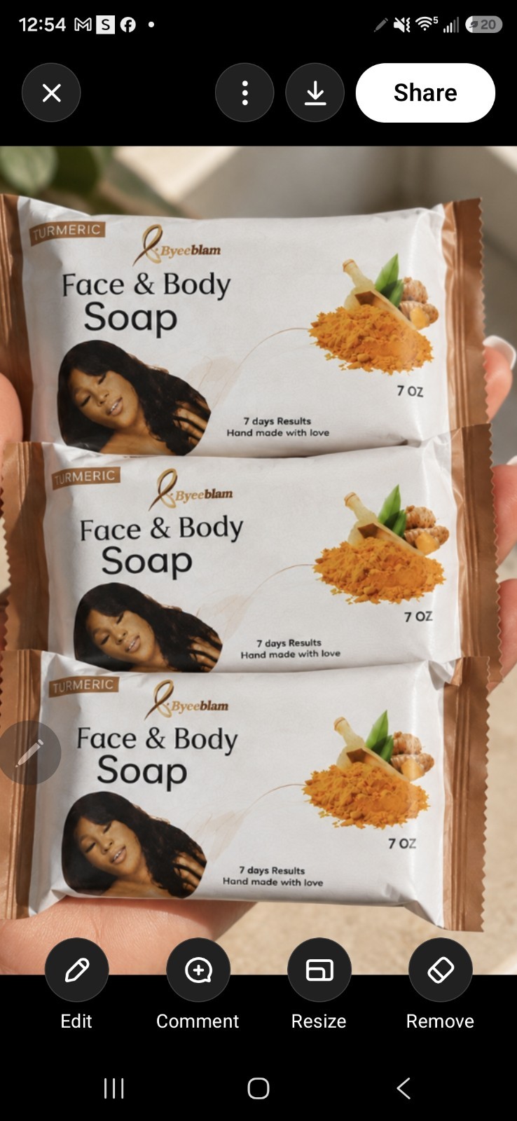 BYENBLAN Turmeric Face & Body Soap Bar, Black Rectangular, 6.5 oz