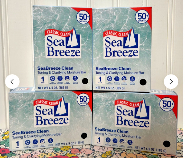 4 New SEA BREEZE CLASSIC CLEAN TONING & CLARIFYING MOISTURE BAR SOAP, 50+ Washes