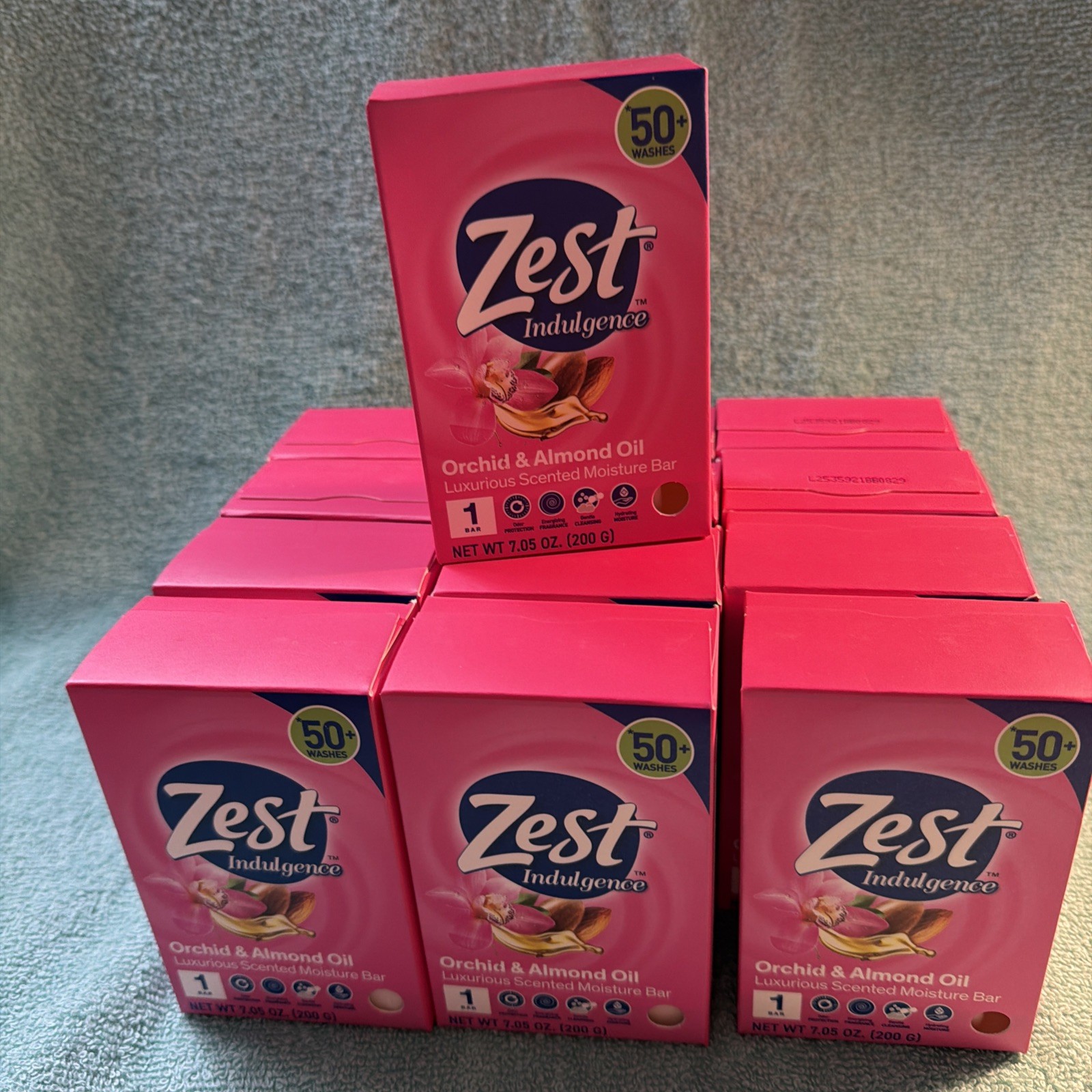 (12) Zest Indulgence Orchid & Almond Oil Luxurious Moisture Bar Soap 7.05 Jumbo