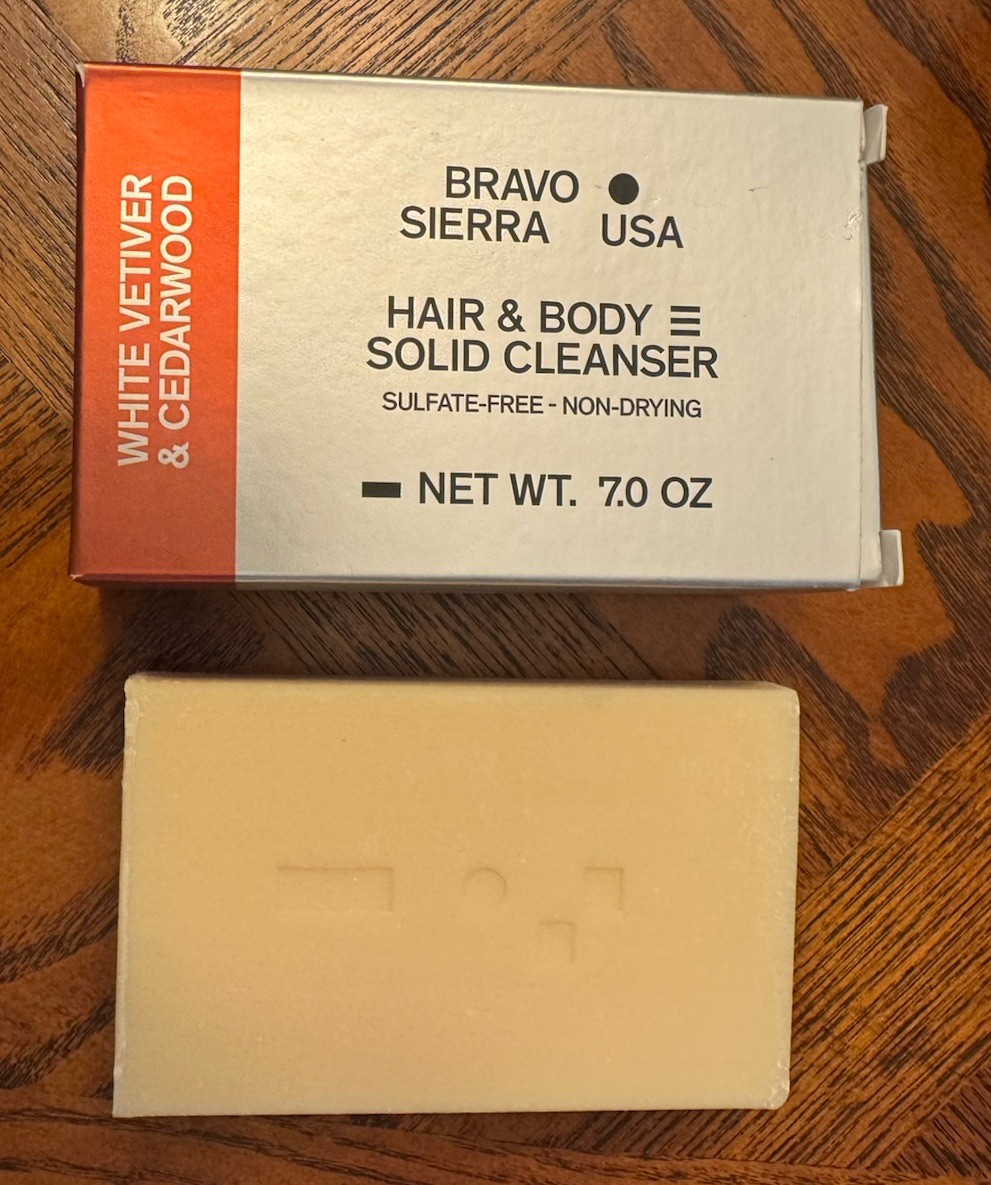 Bravo Sierra USA Hair & Body Solid Cleanser Bar White Vetiver Cedarwood 7oz NEW