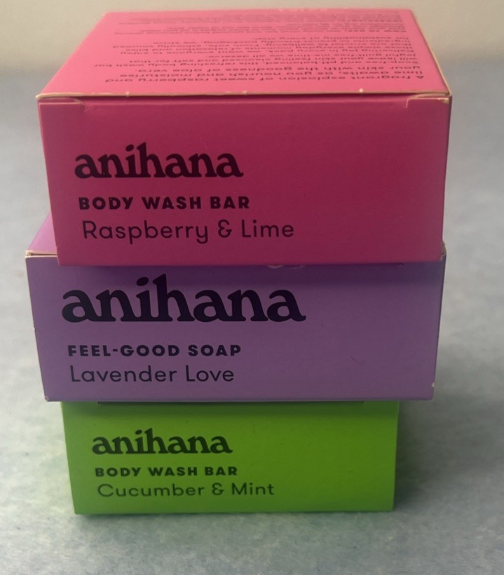 anihana Body Wash Bar Raspberry &Lime, Lavender Love, Cucumber & Mint Lot of 3