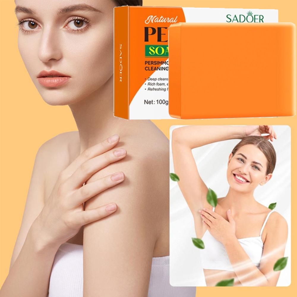 3/2x Persimmon Soap Bar for Old People Smell, Natural Body Odor Control Bar Soap