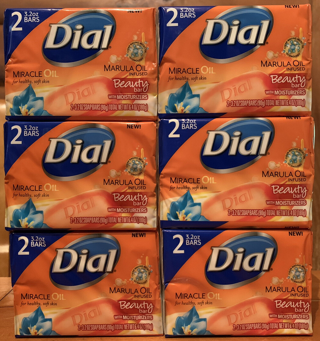 Lot 6 Dial Miracle Marula Oil Glycerin Beauty Bar Soap 3.2 oz/2 pk 12 bars total