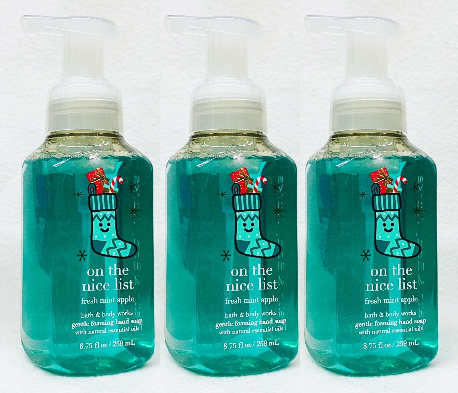 3 Bath & Body Works FRESH MINT APPLE Gentle Foaming Hand Soap Wash 8.75 oz