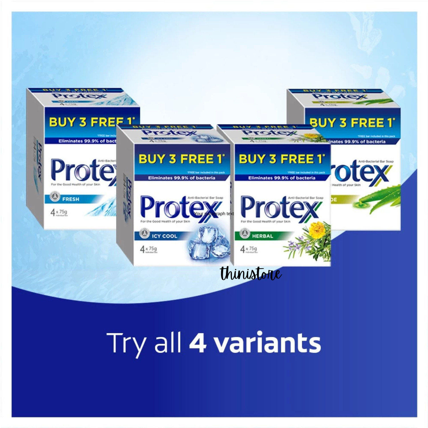 Protex Antibacterial Bar Bath Soap Daily Clean Protect Hygiene Family Use 4x75g.