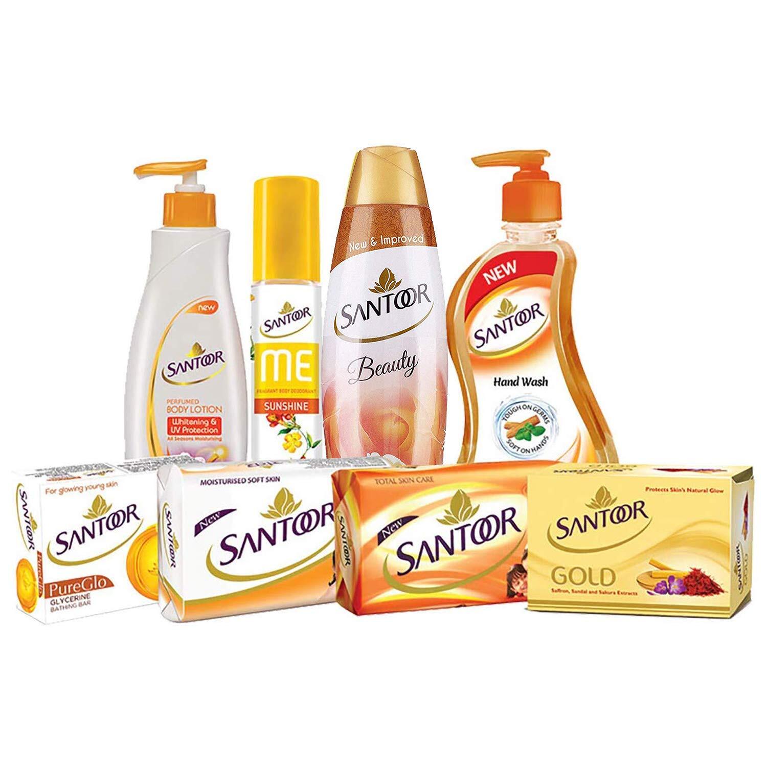 Santoor Gold Bath Soap with Saffron Sandal & Sakura Extracts 125g Pack of 6