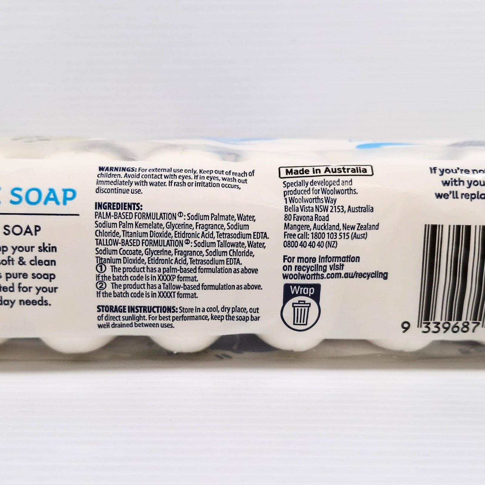 16 Plain Pure Soap Bars 1.6kg Australian Made Mild Fragrance Balnea Brand