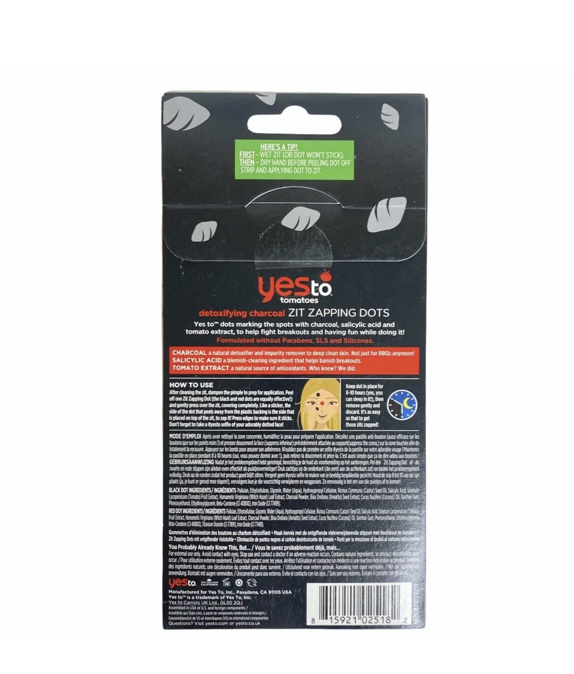Yes To Tomatoes Detoxifying Charcoal Zit Zapping Dots, Red, 24 ea (2 pack)
