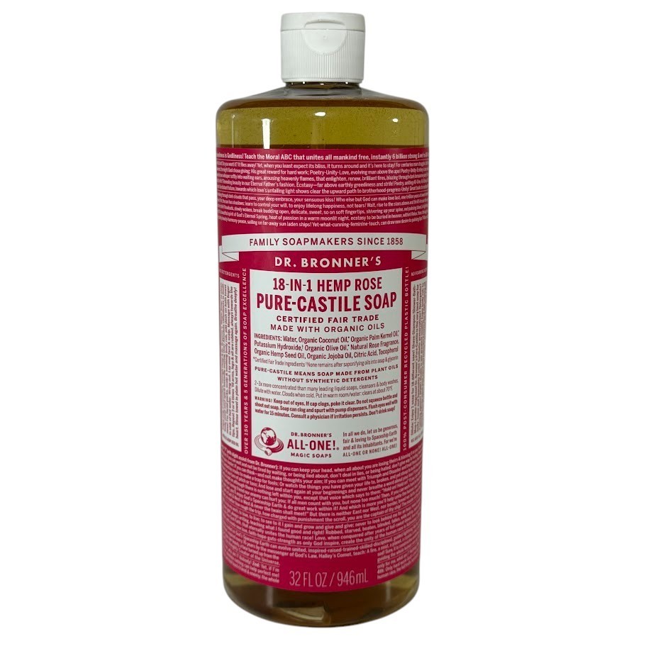Dr. Bronner’s 18 in 1 Rose Pure Castile Soap Liquid ALL Purpose ORIGINAL 32oz