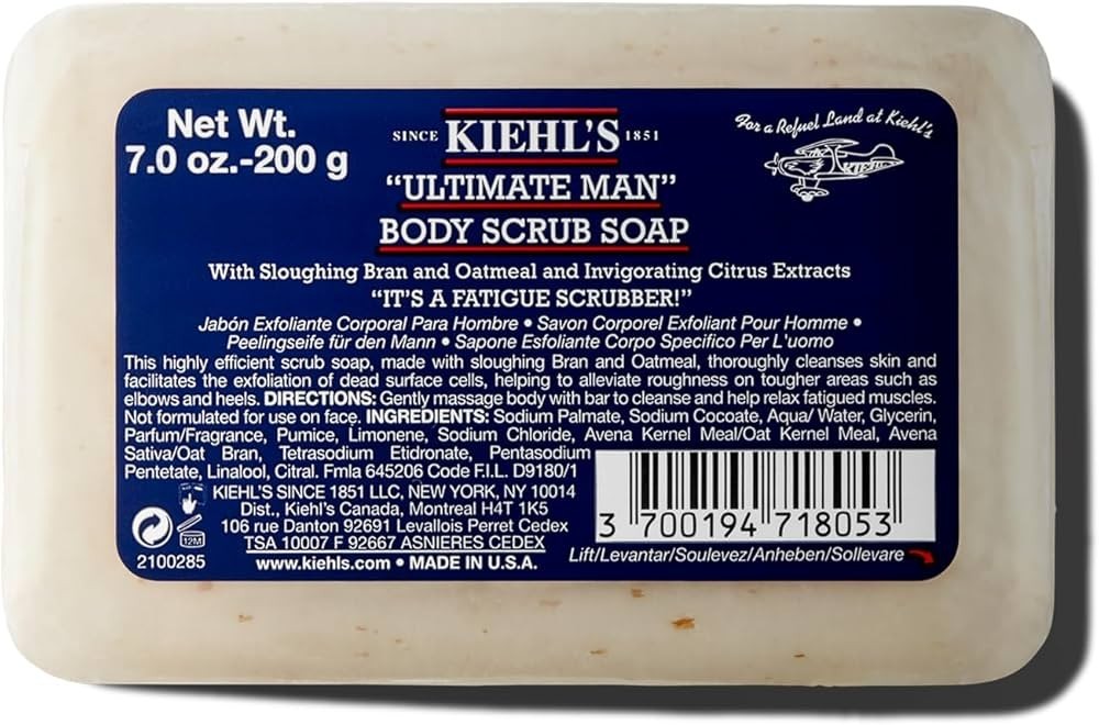 KIEHL’S Ultimate Man Body Scrub Soap 7.OZ / 200 G Sealed Bar