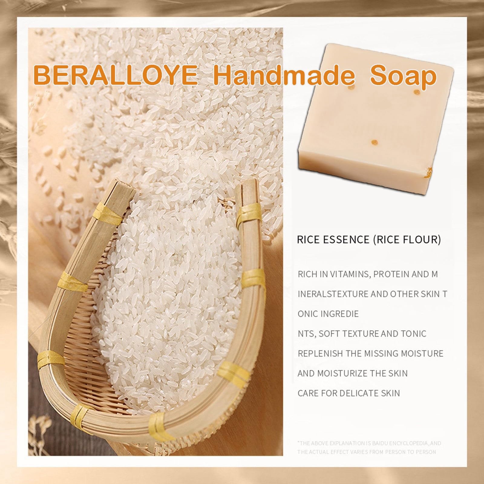 3PCS Vegan Rice Soap for Body & , Gentle Long-lasting Moisturizing for All Sk…