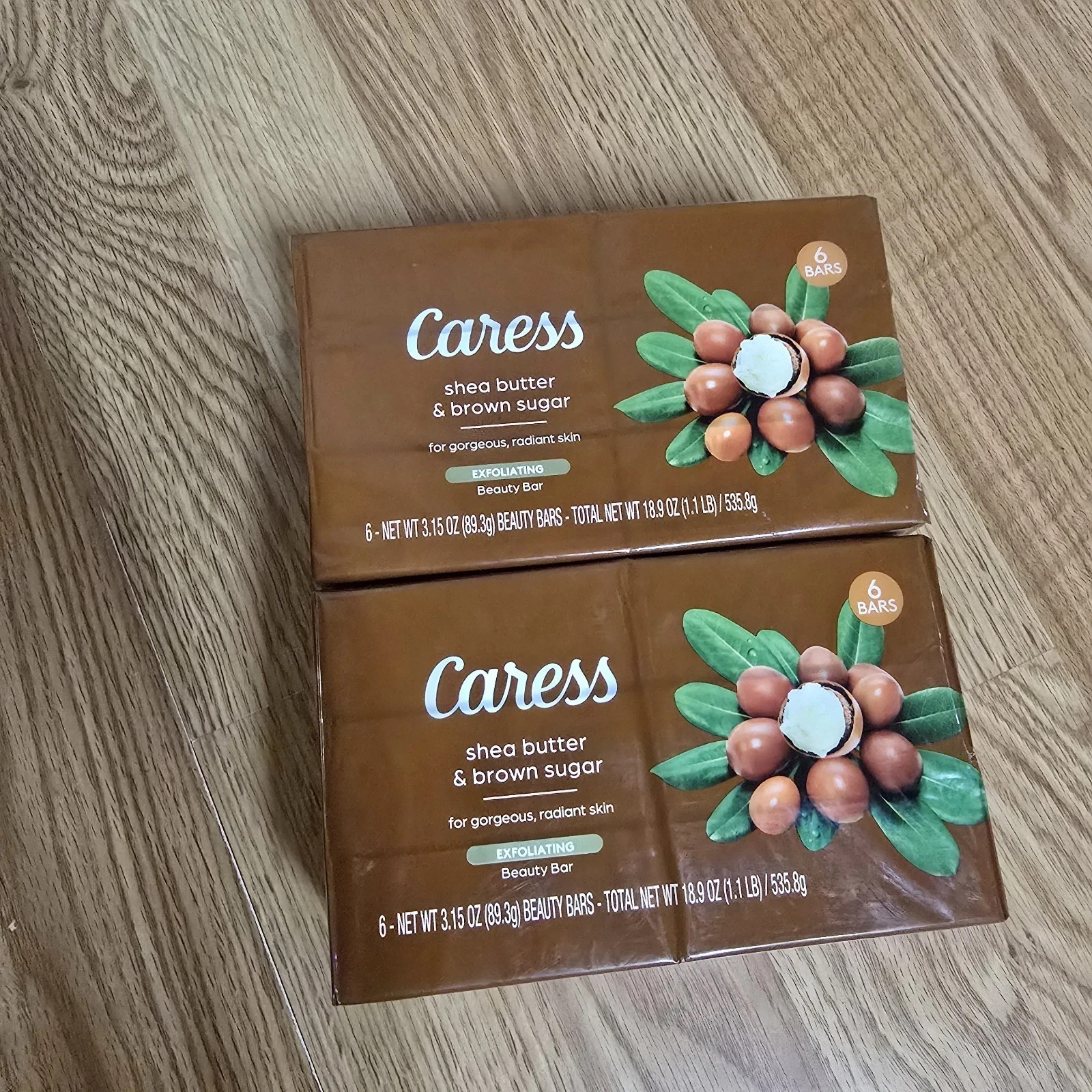 2X Caress Shea Butter Brown Sugar Bar Soap Exfoliating 6CT (12 Bars Total)