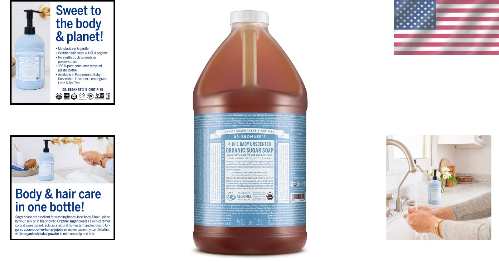 Nourishing 64 Fl Oz Dr. Bronner’s Organic Sugar Soap – Unscented Baby Formula