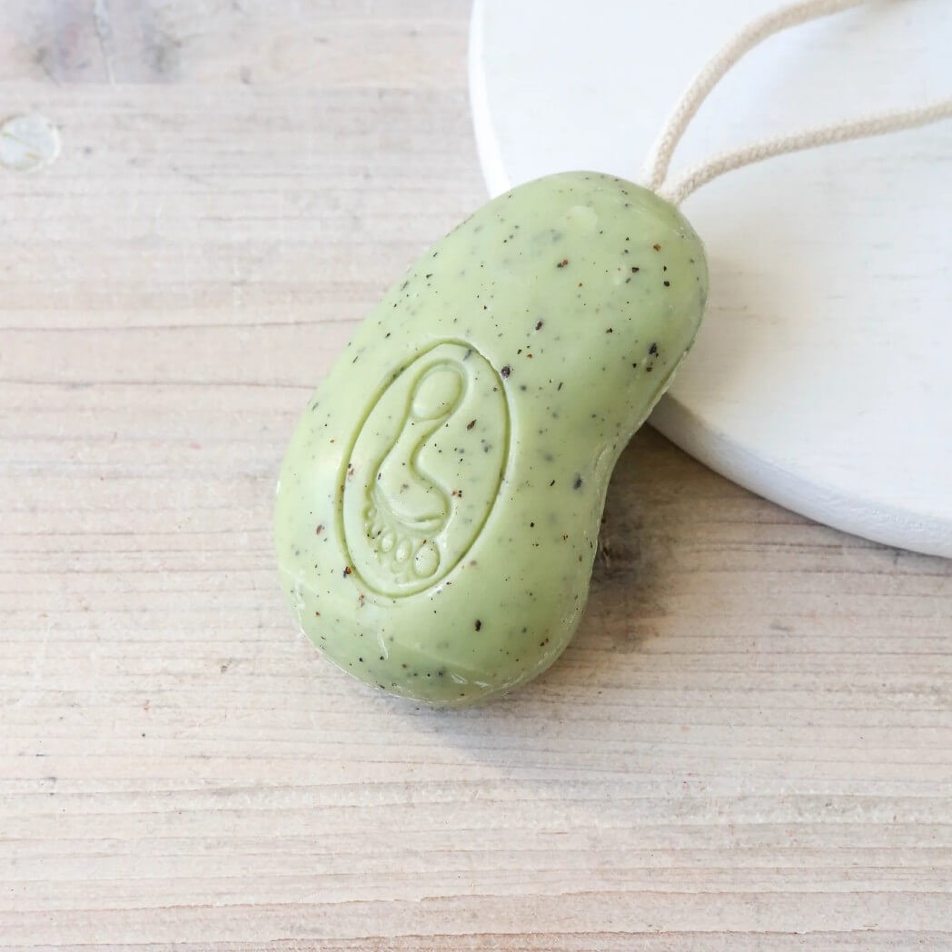 Maitre Savonitto Exfoliating Foot Scrub Soap On A Rope with Green Tea, Shea Butt