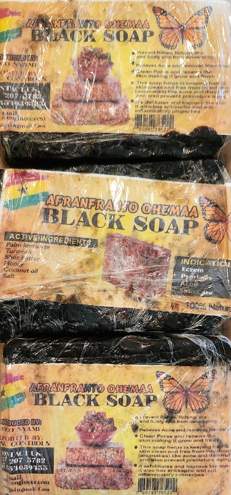 Afranfranto Ohemaa African Black Soap pack of 3