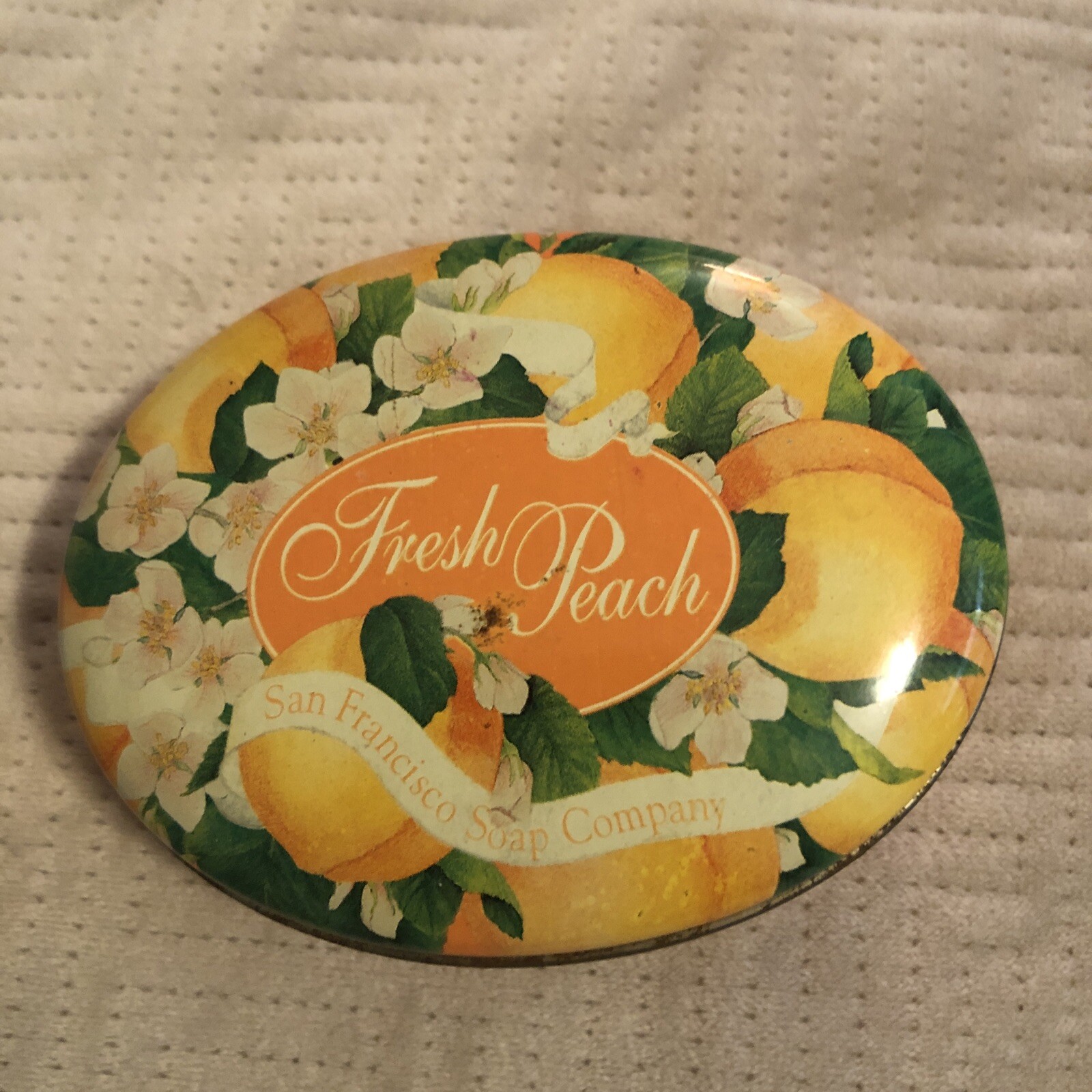San Francisco Soaps Co Fresh Peach Scented Bath Soap 4.2oz Bar Collectible Tin