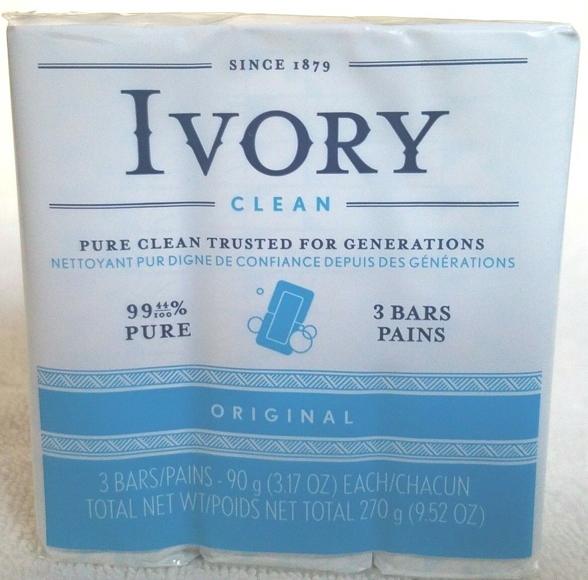 IVORY CLEAN***Original***99.44% PURE CLEAN SOAP (3 BARS)~3.17 OZ/EACH~NEW~SEALED