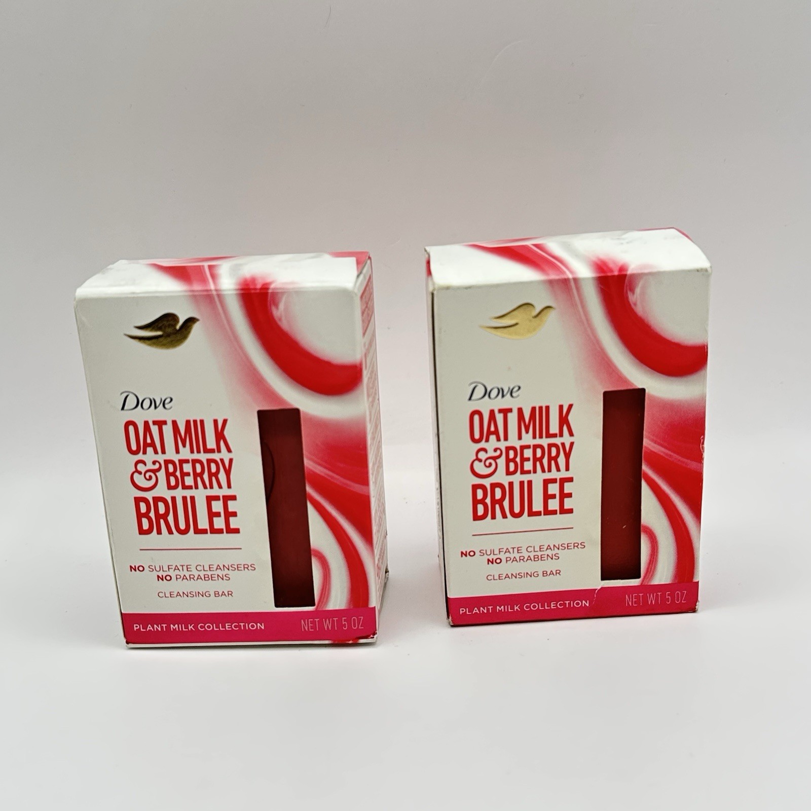 LOT (2) DOVE OAT MILK & BERRY BRULEE PLANT MILK CLEANSING BAR SOAP 5 OZ