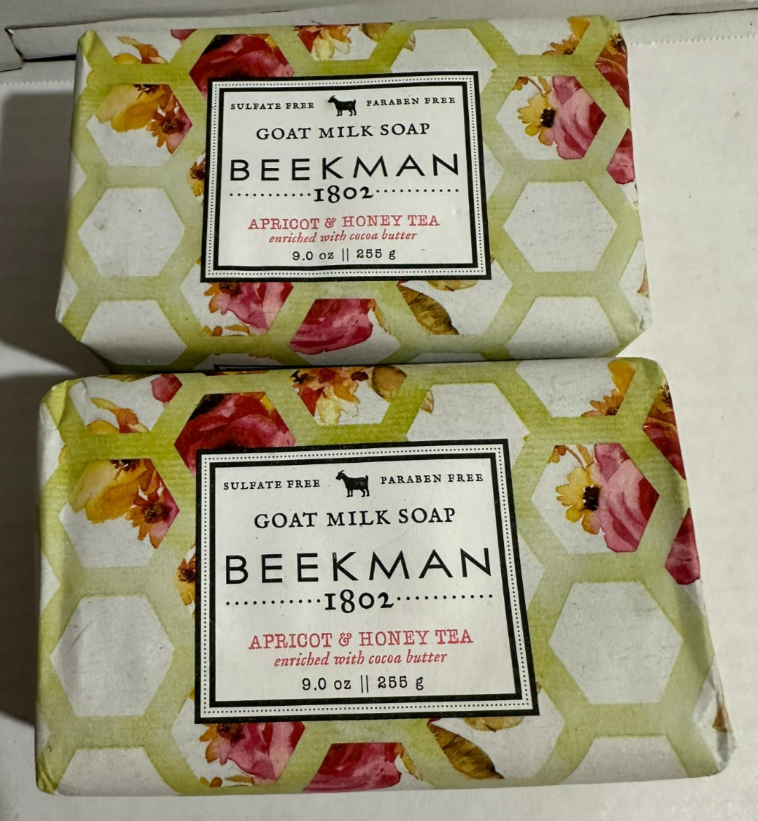 Set of 2 Beekman 1802 Apricot & Honey Tea Goat Milk Soap 9oz/255g