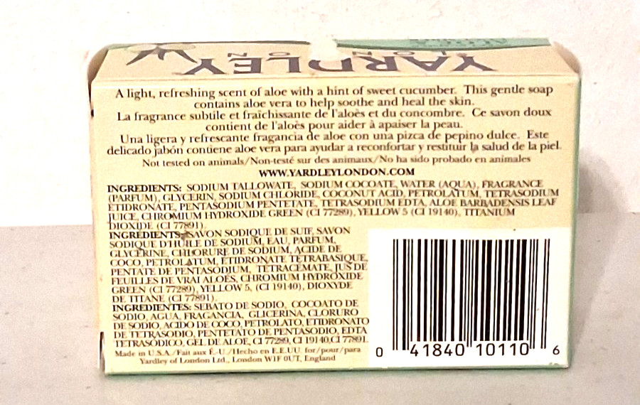 Yardley London Naturally Moisturing Bars Variety Pack of 7 Bars NIB