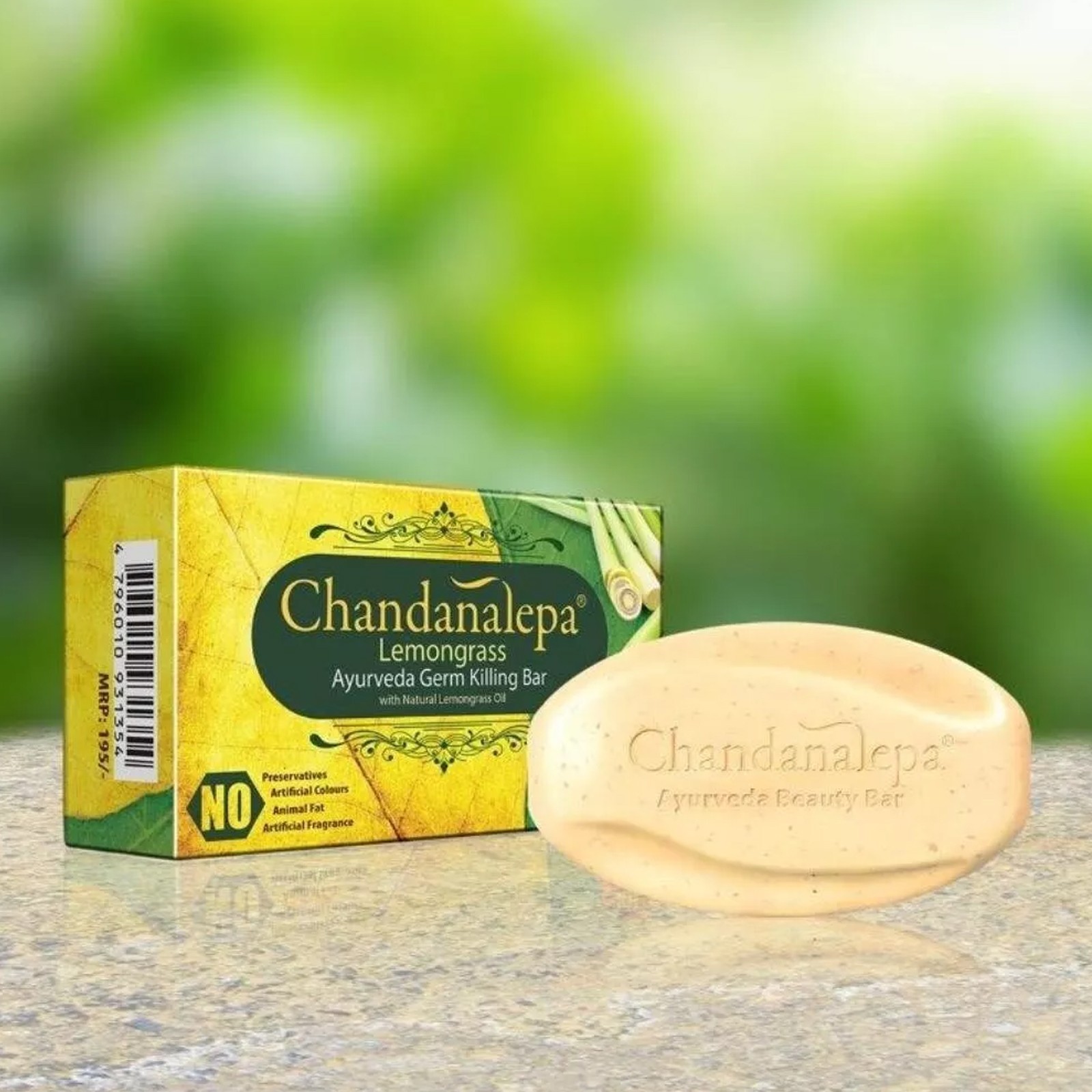 Lemongrass Ayurveda Herbal Soap Chandanalepa Beauty Body Bar Kills 99.9% Germs