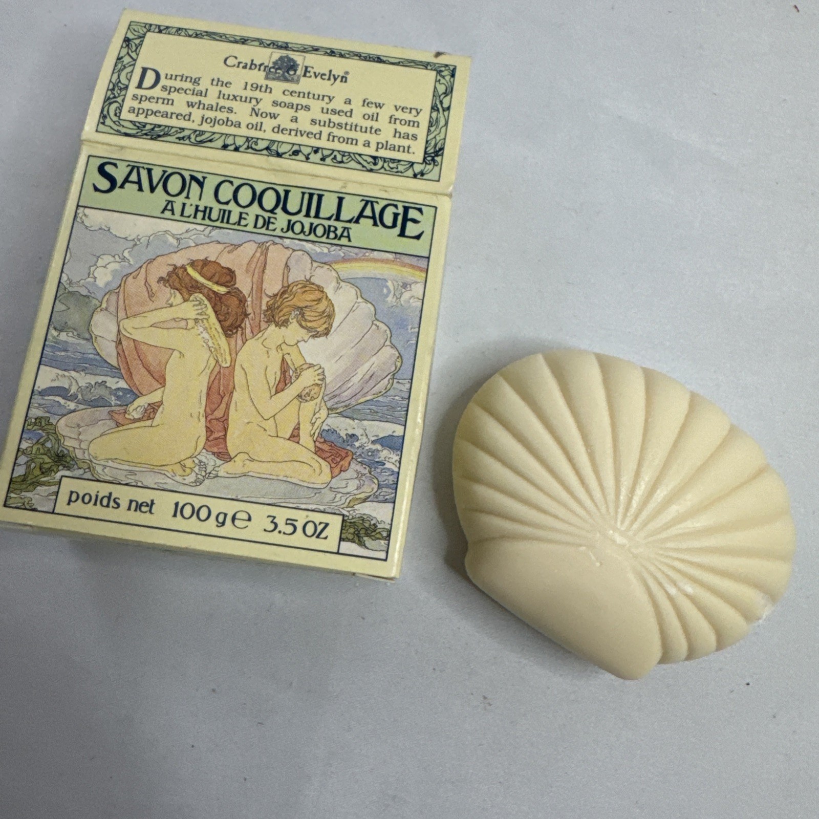 Set of 2 Crabtree Evelyn Jojoba Oil 3.5oz & 0.9oz Seashell Soap Lot Vintage NEW