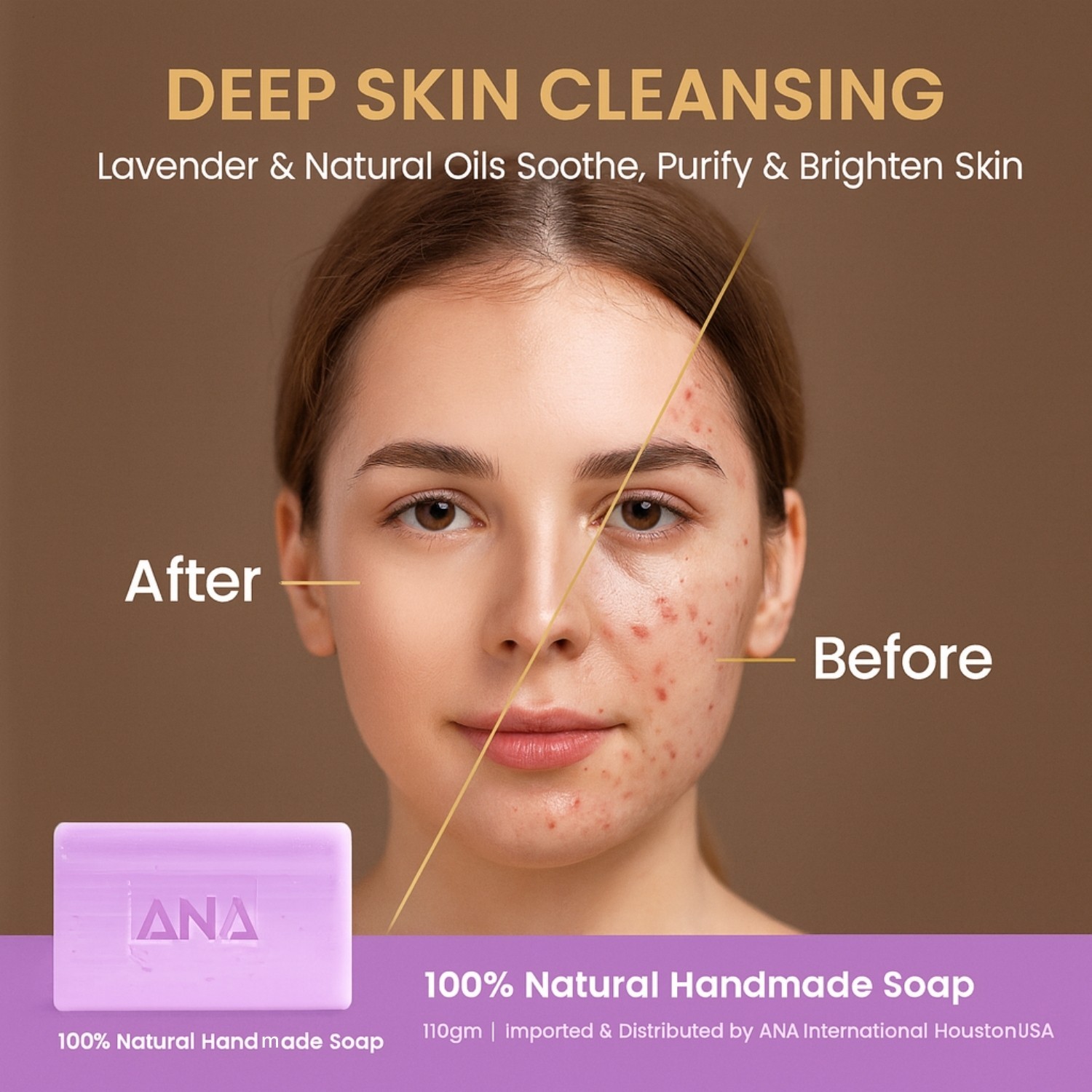 100% Natural Ingredients Handmade Lavender Soap for Body and Face Wash Daily Use