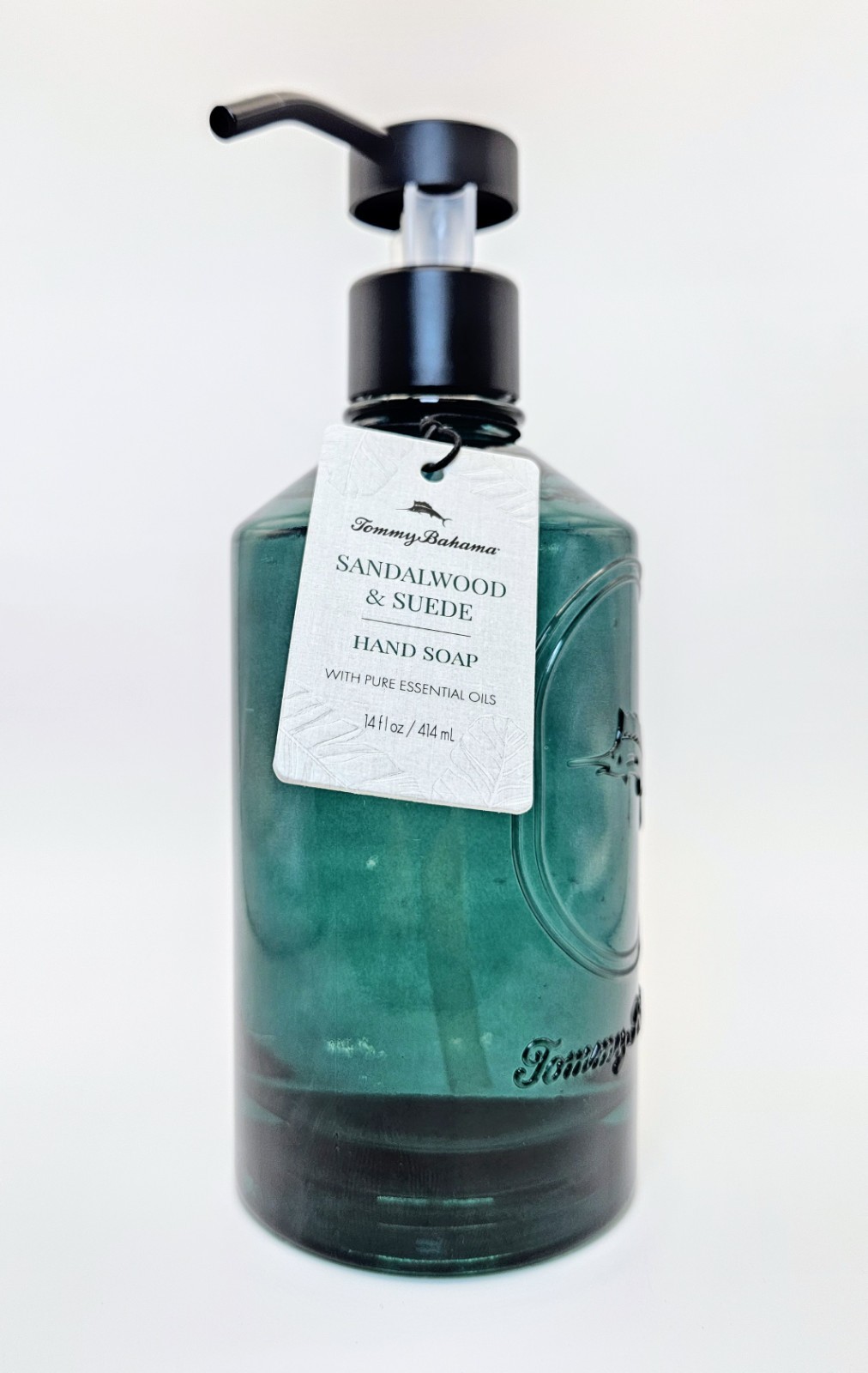 Tommy Bahama Sandalwood & Suede Luxury Hand Soap Glass Pump Bottle 14oz NEW
