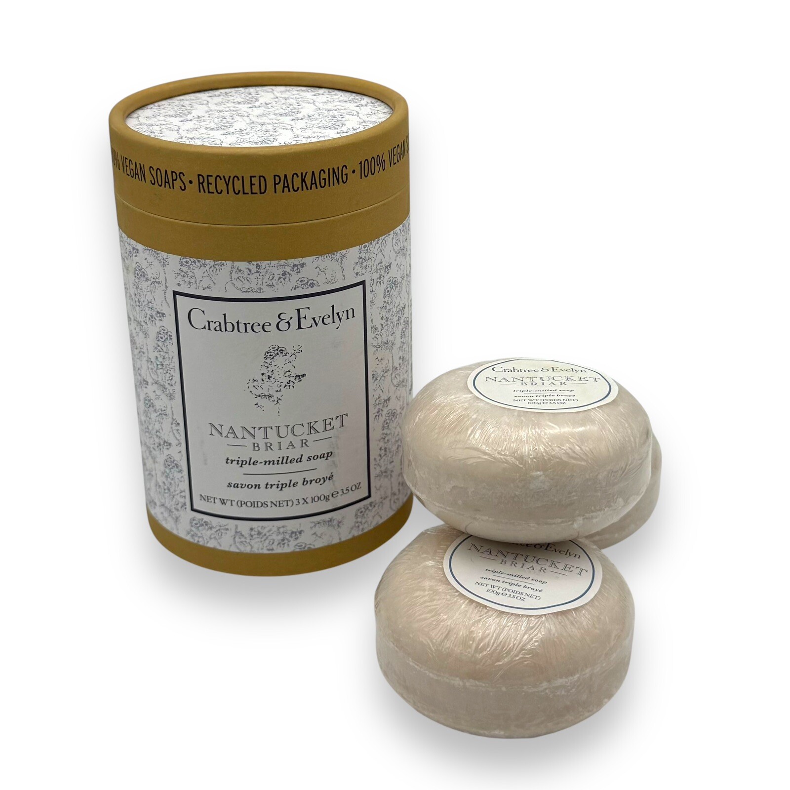 Crabtree & Evelyn Triple Milled Soap Set Nantucket Briar 3 X 100g Soaps In New