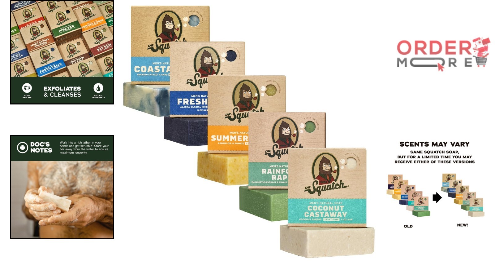 Men’s Natural Cold Process Soap 5 Pack Body Bar Summer Citrus Coconut