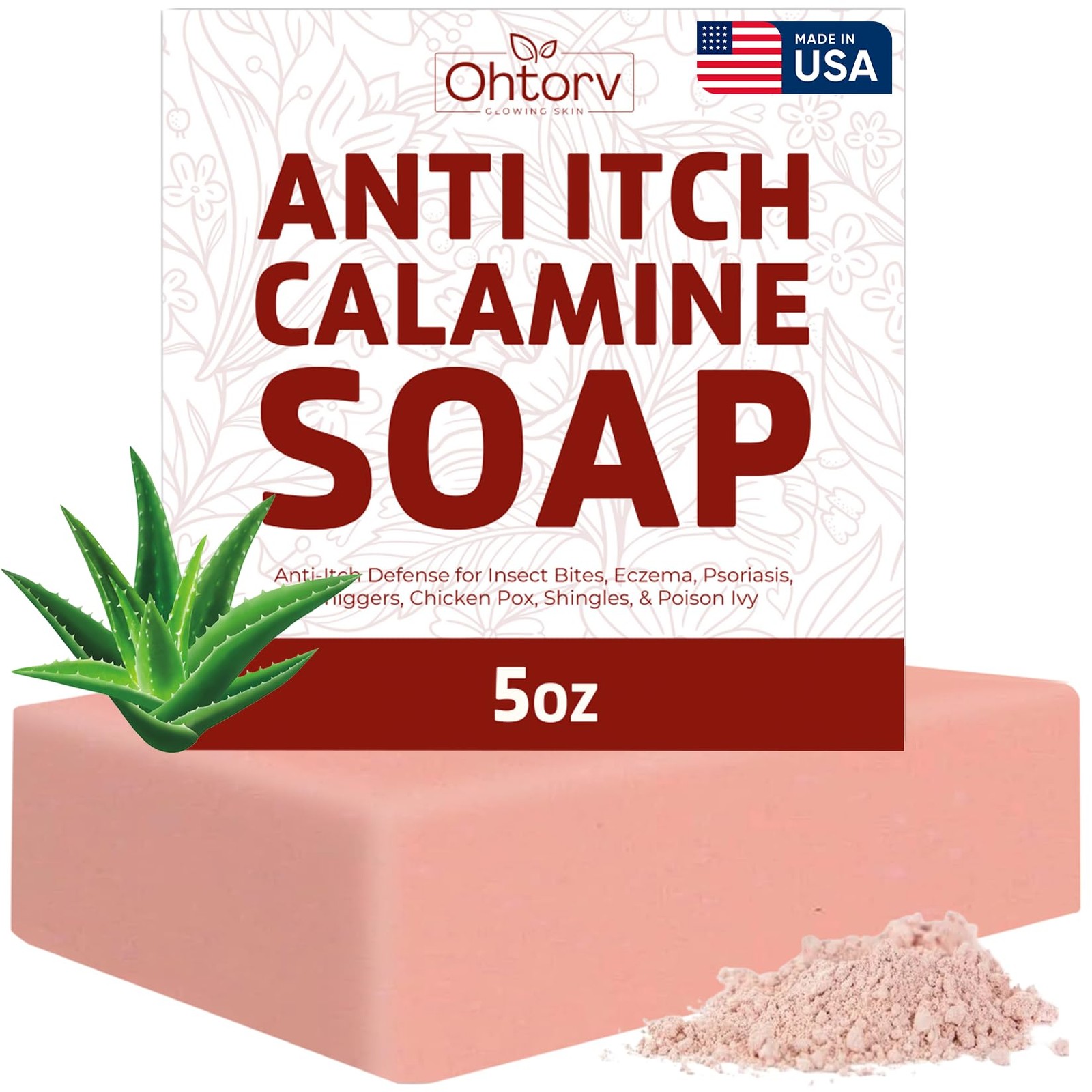 Calamine Soap Bar – All Natural Instant Itch Relief – Calming Calamine Soap