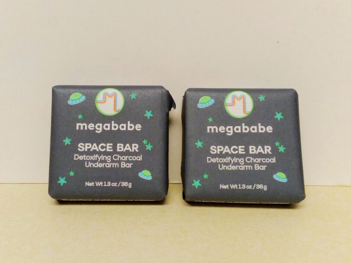 megababe Space Bar Detoxifying Charcoal Underarm Bar sample lot of 2 NEW