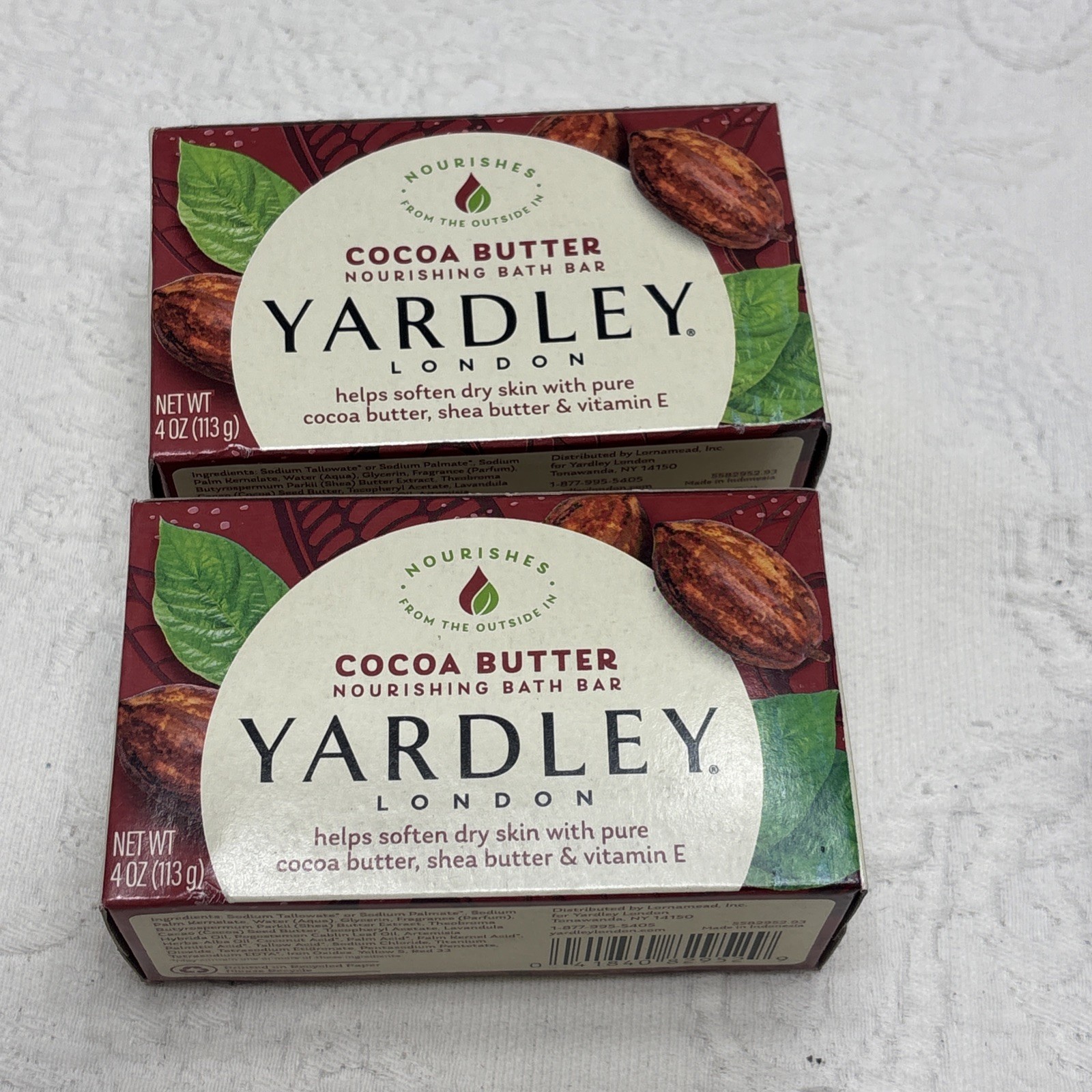 Yardley London Bath Bar Soap with Cocoa Shea Butter & Vitamin E 4 oz Pack of 2