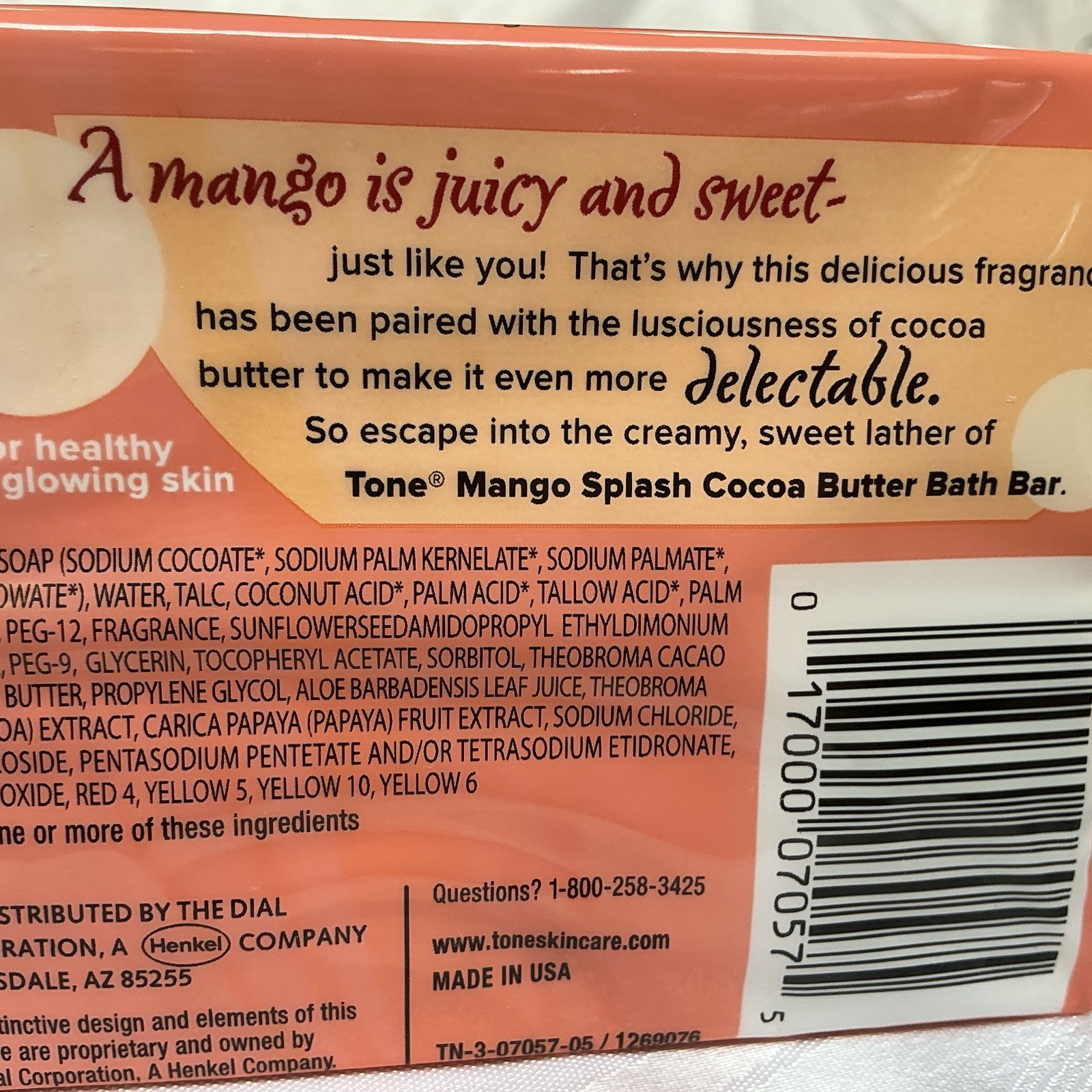 TONE COCOA BUTTER MANGO SPLASH 6 BATH BARS 4.25OZ EACH NEW FACTORY SEALED