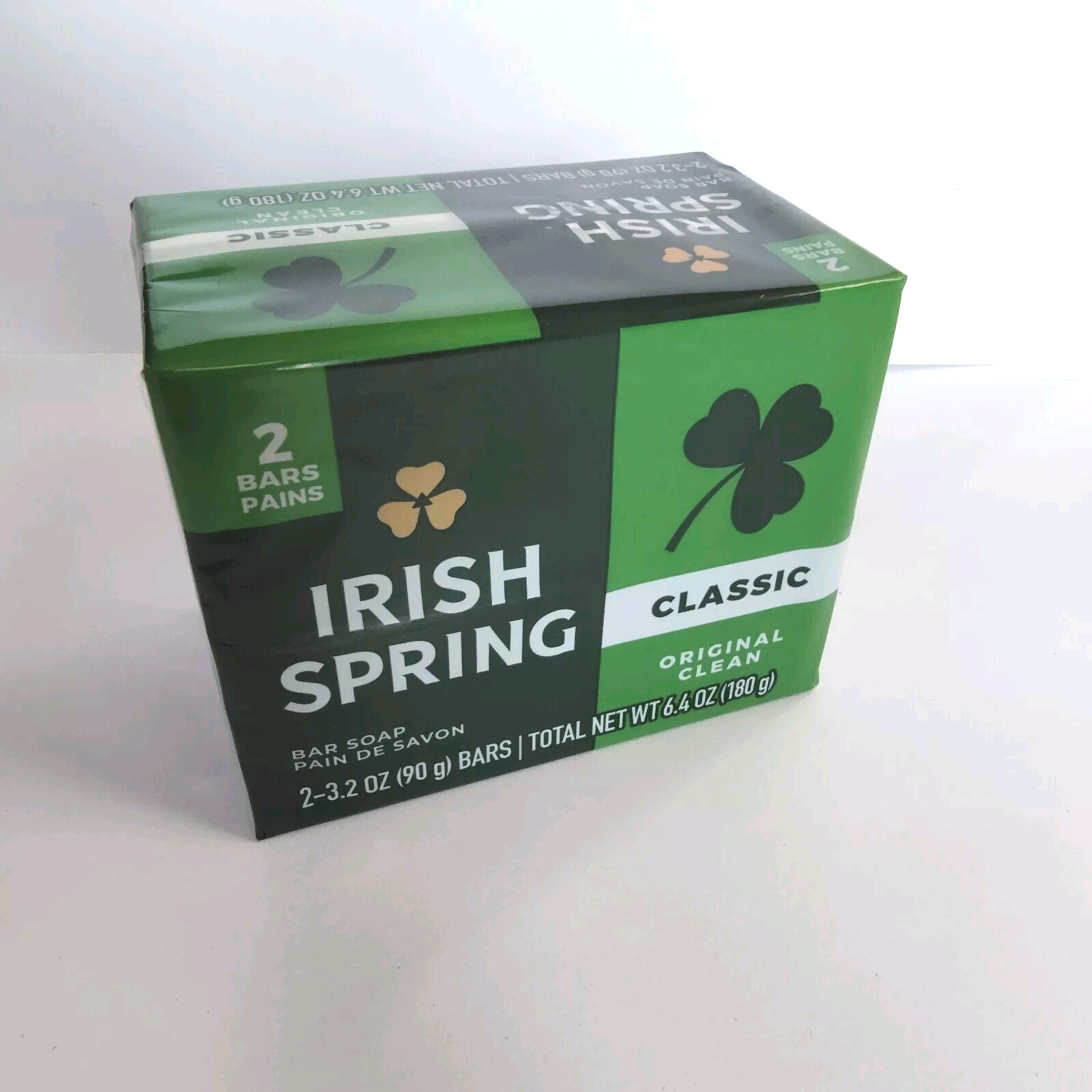Irish Spring Original Clean Classic Bar Soap Pack, 2- 3.2 oz Bars