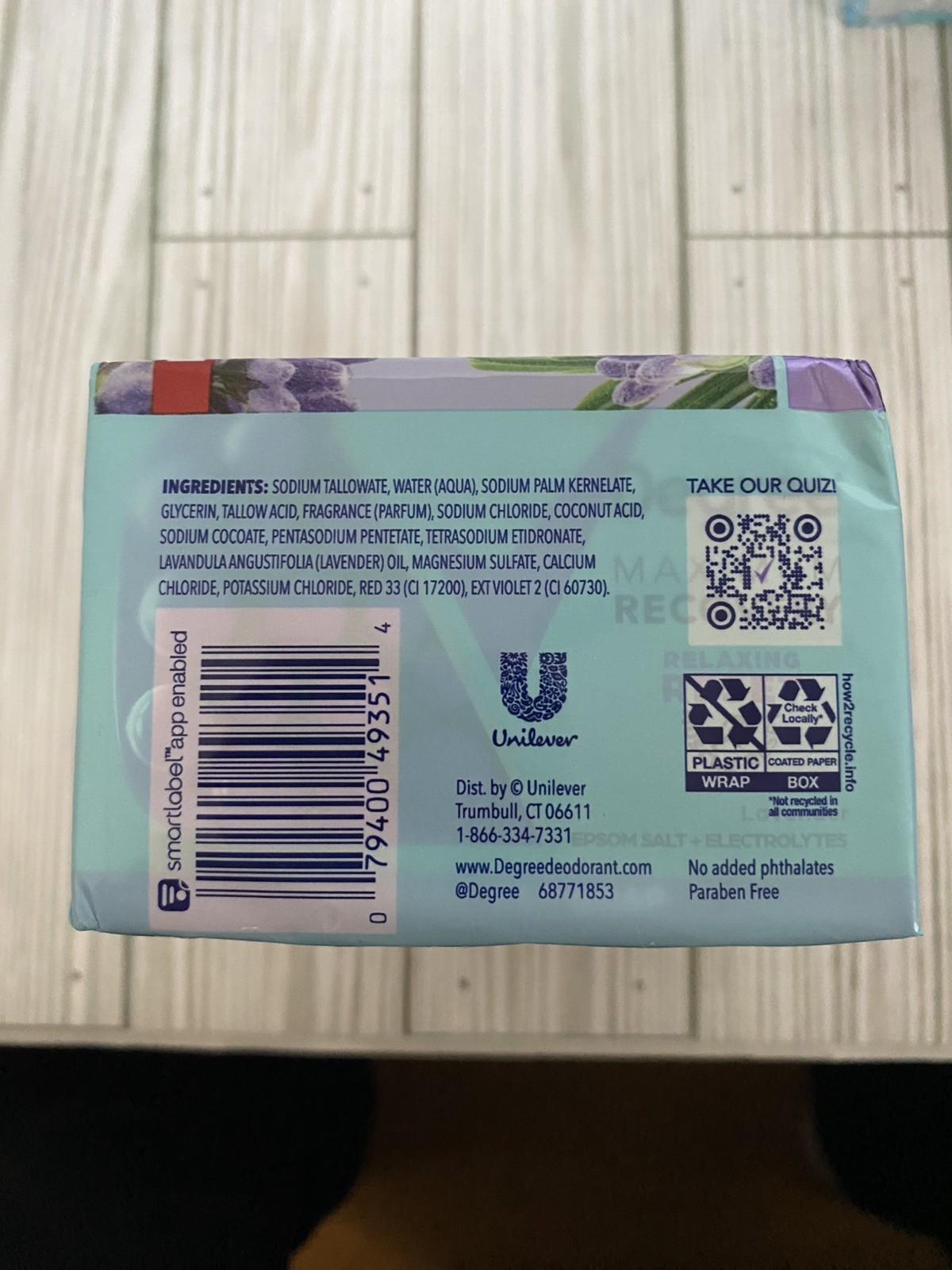 Degree Max Recovery 3-in-1 Soap Bar Epsom Salt + Lavender 3.75 OZ 4 Bar Pack