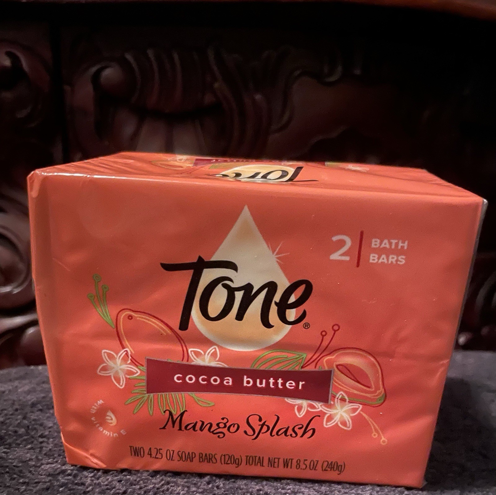 2- Tone MANGO SPLASH Cocoa Butter & Papaya 4.25 oz Each Bar Soap *Read*