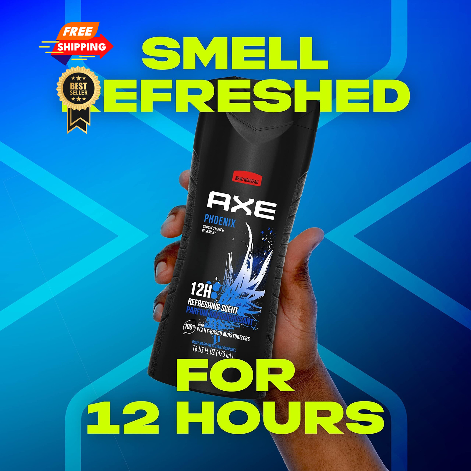 AXE Crushed Mint & Rosemary Body Wash Phoenix 4 16 Fl Oz (Pack of 4), Black