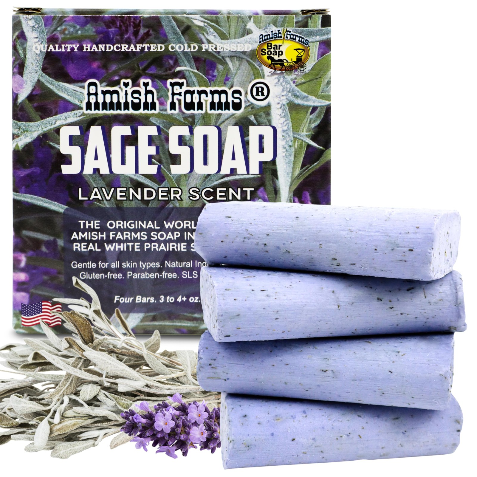 Amish Farms Sage Soap Bar, Original 16 Ounce (Pack of 1), Lavender Color